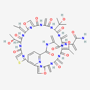 molecular formula C50H49N15O15S B1256621 (14S,17Z)-N-[3-[(3-氨基-3-氧代-1-烯-2-基)氨基]-3-氧代-1-烯-2-基]-17-乙叉基-14-[(1R)-1-羟乙基]-27-(2-羟基丙-2-基)-33-甲基-24,30,37,40-四甲叉基-12,15,22,25,28,35,38-七氧代-19,32,42-三氧代-9-硫代-3,13,16,23,26,29,36,39,44,45,46,47-十二氮杂六环[39.2.1.18,11.118,21.131,34.02,7]七十四环-1(43),2(7),3,5,8(47),10,18(46),20,31(45),33,41(44)-十一烯-4-甲酰胺 