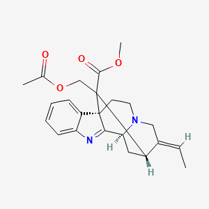 molecular formula C23H26N2O4 B1256633 methyl (1S,10S,12S,13E)-18-(acetyloxymethyl)-13-ethylidene-8,15-diazapentacyclo[10.5.1.01,9.02,7.010,15]octadeca-2,4,6,8-tetraene-18-carboxylate 