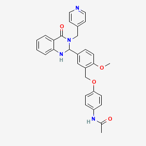 molecular formula C30H28N4O4 B1256646 N-[4-[[2-methoxy-5-[4-oxo-3-(pyridin-4-ylmethyl)-1,2-dihydroquinazolin-2-yl]phenyl]methoxy]phenyl]acetamide 