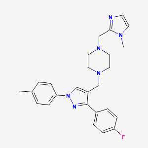 molecular formula C26H29FN6 B1256657 1-[[3-(4-Fluorophenyl)-1-(4-methylphenyl)-4-pyrazolyl]methyl]-4-[(1-methyl-2-imidazolyl)methyl]piperazine 