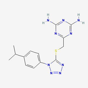 molecular formula C14H17N9S B1256701 6-[[[1-(4-Propan-2-ylphenyl)-5-tetrazolyl]thio]methyl]-1,3,5-triazine-2,4-diamine 
