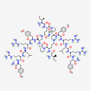 molecular formula C110H170N34O24 B1256712 (3S,9S,12S,18S,24S,27S)-9-N,24-N-bis[(2S)-1-[[(2S)-1-[[(2S)-1-[[(2S)-1-[[(2S)-1-amino-3-(4-hydroxyphenyl)-1-oxopropan-2-yl]amino]-5-carbamimidamido-1-oxopentan-2-yl]amino]-4-methyl-1-oxopentan-2-yl]amino]-5-carbamimidamido-1-oxopentan-2-yl]amino]-3-(4-hydroxyphenyl)-1-oxopropan-2-yl]-3,18-bis[[(2S,3S)-2-amino-3-methylpentanoyl]amino]-2,6,11,17,21,26-hexaoxo-1,7,10,16,22,25-hexazatricyclo[25.3.0.012,16]triacontane-9,24-dicarboxamide 