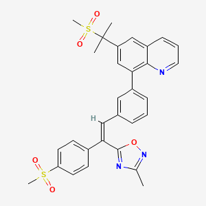 molecular formula C31H29N3O5S2 B12567488 (Z)-8-(3-(2-(3-methyl-1,2,4-oxadiazol-5-yl)-2-(4-(methylsulfonyl)phenyl)vinyl)phenyl)-6-(2-(methylsulfonyl)propan-2-yl)quinoline CAS No. 346629-31-0