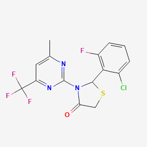 molecular formula C15H10ClF4N3OS B1256749 2-(2-Chloro-6-fluoro-phenyl)-3-[4-methyl-6-(trifluoromethyl)pyrimidin-2-yl]thiazolidin-4-one 