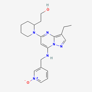 molecular formula C21H28N6O2 B1256754 2-[1-[3-Ethyl-7-[(1-oxidopyridin-1-ium-3-yl)methylamino]pyrazolo[1,5-a]pyrimidin-5-yl]piperidin-2-yl]ethanol 