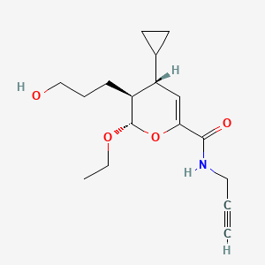 molecular formula C17H25NO4 B1256773 (2S,3S,4R)-4-cyclopropyl-2-ethoxy-3-(3-hydroxypropyl)-N-prop-2-ynyl-3,4-dihydro-2H-pyran-6-carboxamide 