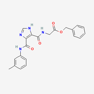 molecular formula C21H20N4O4 B1256796 2-[[[4-[(3-methylanilino)-oxomethyl]-1H-imidazol-5-yl]-oxomethyl]amino]acetic acid (phenylmethyl) ester 