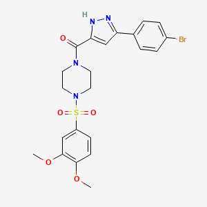 molecular formula C22H23BrN4O5S B1256800 [3-(4-bromophenyl)-1H-pyrazol-5-yl]-[4-(3,4-dimethoxyphenyl)sulfonyl-1-piperazinyl]methanone 
