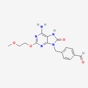 4-[6-Amino-8-hydroxy-2-(2-methoxyethoxy)purin-9-ylmethyl]benzaldehyde