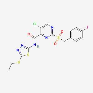 molecular formula C16H13ClFN5O3S3 B1256811 5-chloro-N-[5-(ethylthio)-1,3,4-thiadiazol-2-yl]-2-[(4-fluorophenyl)methylsulfonyl]-4-pyrimidinecarboxamide 