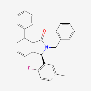 molecular formula C28H26FNO B1256815 (3R)-3-(2-fluoro-5-methylphenyl)-7-phenyl-2-(phenylmethyl)-3a,6,7,7a-tetrahydro-3H-isoindol-1-one 