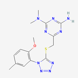 molecular formula C15H19N9OS B1256818 6-[[[1-(2-methoxy-5-methylphenyl)-5-tetrazolyl]thio]methyl]-N2,N2-dimethyl-1,3,5-triazine-2,4-diamine 