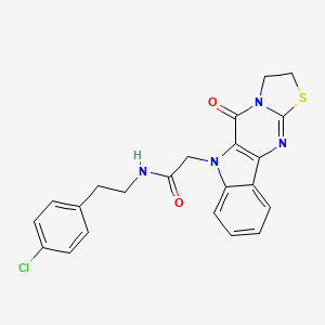 molecular formula C22H19ClN4O2S B1256820 N-(4-chlorophenethyl)-2-(5-oxo-2,3-dihydrothiazolo[3',2':1,2]pyrimido[5,4-b]indol-6(5H)-yl)acetamide 