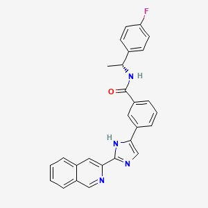 molecular formula C27H21FN4O B1256844 N-[(1R)-1-(4-fluorophenyl)ethyl]-3-(2-isoquinolin-3-yl-1H-imidazol-5-yl)benzamide 
