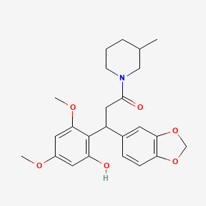 3-(1,3-Benzodioxol-5-yl)-3-(2-hydroxy-4,6-dimethoxyphenyl)-1-(3-methyl-1-piperidinyl)-1-propanone