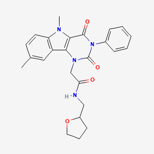 molecular formula C25H26N4O4 B1256872 2-(5,8-dimethyl-2,4-dioxo-3-phenyl-1-pyrimido[5,4-b]indolyl)-N-(2-oxolanylmethyl)acetamide 