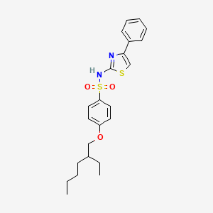 molecular formula C23H28N2O3S2 B12568935 4-[(2-Ethylhexyl)oxy]-N-(4-phenyl-1,3-thiazol-2-yl)benzene-1-sulfonamide CAS No. 332097-09-3