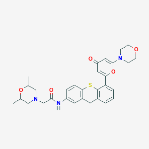 molecular formula C30H33N3O5S B1256898 2-(2,6-dimethyl-4-morpholinyl)-N-[5-[6-(4-morpholinyl)-4-oxo-2-pyranyl]-9H-thioxanthen-2-yl]acetamide 
