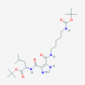 molecular formula C25H43N5O6 B1256901 (2S)-4-methyl-2-[[[5-[[5-[[(2-methylpropan-2-yl)oxy-oxomethyl]amino]pentylamino]-oxomethyl]-1H-imidazol-4-yl]-oxomethyl]amino]pentanoic acid tert-butyl ester 