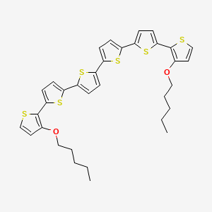 molecular formula C34H34O2S6 B12569612 2-(3-Pentoxythiophen-2-yl)-5-[5-[5-[5-(3-pentoxythiophen-2-yl)thiophen-2-yl]thiophen-2-yl]thiophen-2-yl]thiophene CAS No. 185225-27-8