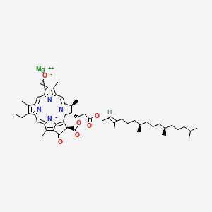 molecular formula C54H70MgN4O6 B1256978 magnesium;[(3R,21S,22S)-11-ethyl-3-methoxycarbonyl-12,17,21,26-tetramethyl-4-oxo-22-[3-oxo-3-[(E,7R,11R)-3,7,11,15-tetramethylhexadec-2-enoxy]propyl]-23,24,25-triaza-7-azanidahexacyclo[18.2.1.15,8.110,13.115,18.02,6]hexacosa-1(23),2(6),5(26),8,10(25),11,13,15(24),17,19-decaen-16-ylidene]methanolate 