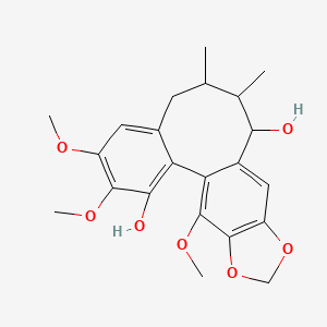 molecular formula C22H26O7 B1257039 4,5,19-Trimethoxy-9,10-dimethyl-15,17-dioxatetracyclo[10.7.0.02,7.014,18]nonadeca-1(19),2,4,6,12,14(18)-hexaene-3,11-diol 