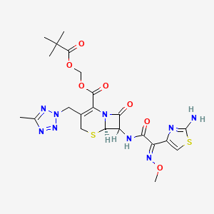 2,2-dimethylpropanoyloxymethyl (6R)-7-[[(2E)-2-(2-amino-1,3-thiazol-4-yl)-2-methoxyiminoacetyl]amino]-3-[(5-methyltetrazol-2-yl)methyl]-8-oxo-5-thia-1-azabicyclo[4.2.0]oct-2-ene-2-carboxylate