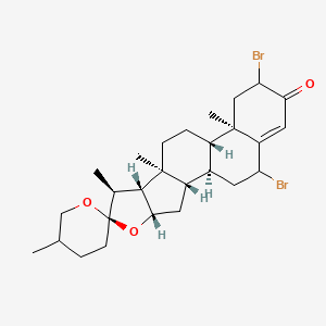 molecular formula C27H38Br2O3 B1257059 (1S,2S,4S,6R,7S,8R,9S,12S,13R)-15,19-dibromo-5',7,9,13-tetramethylspiro[5-oxapentacyclo[10.8.0.02,9.04,8.013,18]icos-17-ene-6,2'-oxane]-16-one 