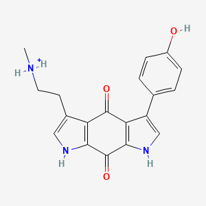 molecular formula C19H18N3O3+ B1257094 2-[3-(4-Hydroxyphenyl)-4,8-dioxo-1,7-dihydropyrrolo[3,2-f]indol-5-yl]ethyl-methylazanium 