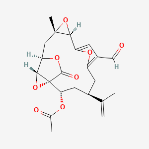 molecular formula C22H24O8 B1257106 [(1R,2S,4S,10R,12S,14R,15R)-7-formyl-12-methyl-17-oxo-4-prop-1-en-2-yl-11,16,18,19-tetraoxapentacyclo[12.2.2.16,9.01,15.010,12]nonadeca-6,8-dien-2-yl] acetate 