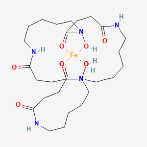 molecular formula C27H48FeN6O9 B1257180 1,6,12,17,23,28-Hexaazacyclotritriacontane-2,5,13,16,24,27-hexone, 1,12,23-trihydroxy-ferric complex 