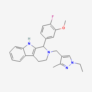 molecular formula C25H27FN4O B1257214 2-[(1-乙基-3-甲基-4-吡唑基)甲基]-1-(4-氟-3-甲氧基苯基)-1,3,4,9-四氢吡啶并[3,4-b]吲哚 