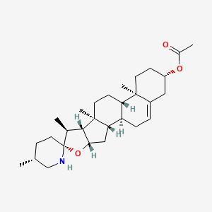 molecular formula C29H45NO3 B1257217 [(1S,2S,4S,5'R,6R,7S,8R,9S,12S,13R,16S)-5',7,9,13-Tetramethylspiro[5-oxapentacyclo[10.8.0.02,9.04,8.013,18]icos-18-ene-6,2'-piperidine]-16-yl] acetate 