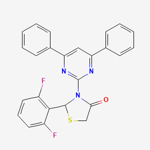 molecular formula C25H17F2N3OS B1257222 2-(2,6-Difluorophenyl)-3-(4,6-diphenylpyrimidin-2-yl)thiazolidin-4-one 