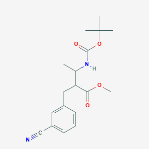 molecular formula C18H24N2O4 B12572223 Benzenepropanoic acid, 3-cyano-a-[1-[[(1,1-dimethylethoxy)carbonyl]amino]ethyl]-, methyl ester, [R-(R*,R*)]- 