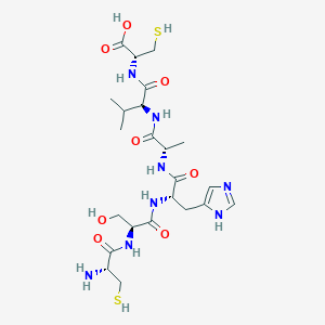 molecular formula C23H38N8O8S2 B12572273 L-Cysteine, L-cysteinyl-L-seryl-L-histidyl-L-alanyl-L-valyl- CAS No. 202528-00-5