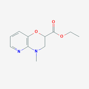 molecular formula C11H14N2O3 B12572467 Ethyl 3,4-dihydro-4-methyl-2H-pyrido[3,2-B][1,4]oxazine-2-carboxylate 