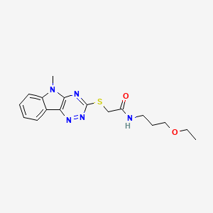 molecular formula C17H21N5O2S B12572578 Acetamide,N-(3-ethoxypropyl)-2-[(5-methyl-5H-1,2,4-triazino[5,6-B]indol-3-YL)thio]- 