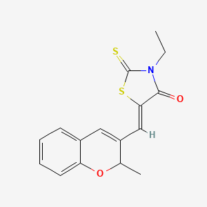 molecular formula C16H15NO2S2 B1257260 (5Z)-3-ethyl-5-[(2-methyl-2H-chromen-3-yl)methylene]-2-thioxo-thiazolidin-4-one 