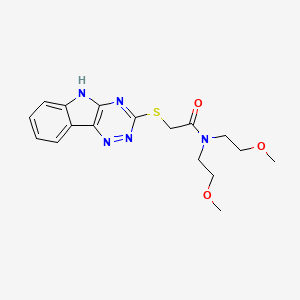 molecular formula C17H21N5O3S B12572685 Acetamide,N,N-bis(2-methoxyethyl)-2-(2H-1,2,4-triazino[5,6-B]indol-3-ylthio)- 