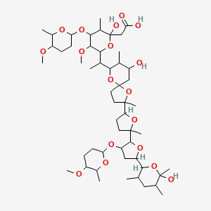 2-[2-Hydroxy-6-[1-[7-hydroxy-2-[5-[5-(6-hydroxy-3,5,6-trimethyloxan-2-yl)-3-(5-methoxy-6-methyloxan-2-yl)oxyoxolan-2-yl]-5-methyloxolan-2-yl]-2,8-dimethyl-1,10-dioxaspiro[4.5]decan-9-yl]ethyl]-5-methoxy-4-(5-methoxy-6-methyloxan-2-yl)oxy-3-methyloxan-2-yl]acetic acid