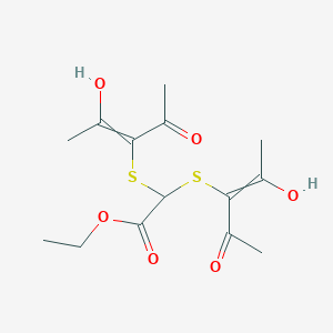 Ethyl bis[(2-hydroxy-4-oxopent-2-en-3-yl)sulfanyl]acetate