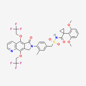molecular formula C35H31F6N3O8S B1257320 1-(2,6-Dimethoxyphenyl)-N-[[3-methyl-4-[6-oxo-5,9-bis(2,2,2-trifluoroethoxy)-8H-pyrrolo[3,4-g]quinolin-7-yl]phenyl]methylsulfonyl]cyclopropane-1-carboxamide 