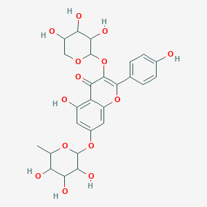 molecular formula C26H28O14 B1257325 5-Hydroxy-2-(4-hydroxyphenyl)-7-(3,4,5-trihydroxy-6-methyloxan-2-yl)oxy-3-(3,4,5-trihydroxyoxan-2-yl)oxychromen-4-one 
