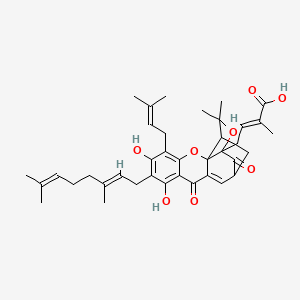 (E)-4-[7-[(2E)-3,7-dimethylocta-2,6-dienyl]-6,8-dihydroxy-17,17-dimethyl-5-(3-methylbut-2-enyl)-10,14-dioxo-3,16-dioxapentacyclo[11.4.1.02,11.02,15.04,9]octadeca-4,6,8,11-tetraen-15-yl]-2-methylbut-2-enoic acid