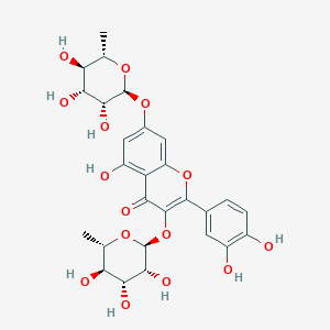 molecular formula C27H30O15 B1257371 2-(3,4-二羟基苯基)-5-羟基-3,7-双[[(2S,3R,4R,5R,6S)-3,4,5-三羟基-6-甲基氧杂-2-基]氧基]色满-4-酮 CAS No. 28638-13-3