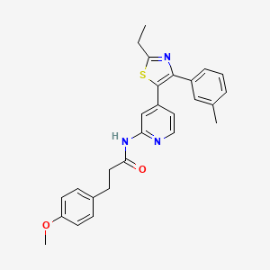 N-{4-[2-Ethyl-4-(3-methylphenyl)-1,3-thiazol-5-yl]pyridin-2-yl}-3-(4-methoxyphenyl)propanamide