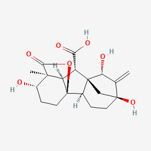 molecular formula C19H24O7 B1257407 (1S,2S,4aR,4bR,7S,9S,9aR,10S,10aR)-2,7,9-trihydroxy-1-methyl-8-methylene-13-oxododecahydro-4a,1-(epoxymethano)-7,9a-methanobenzo[a]azulene-10-carboxylic acid 