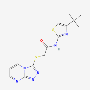 N-[4-(2-Methyl-2-propanyl)-1,3-thiazol-2-yl]-2-([1,2,4]triazolo[4,3-a]pyrimidin-3-ylsulfanyl)acetamide