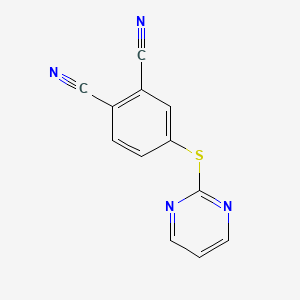 molecular formula C12H6N4S B12574182 4-[(Pyrimidin-2-yl)sulfanyl]benzene-1,2-dicarbonitrile CAS No. 185388-62-9